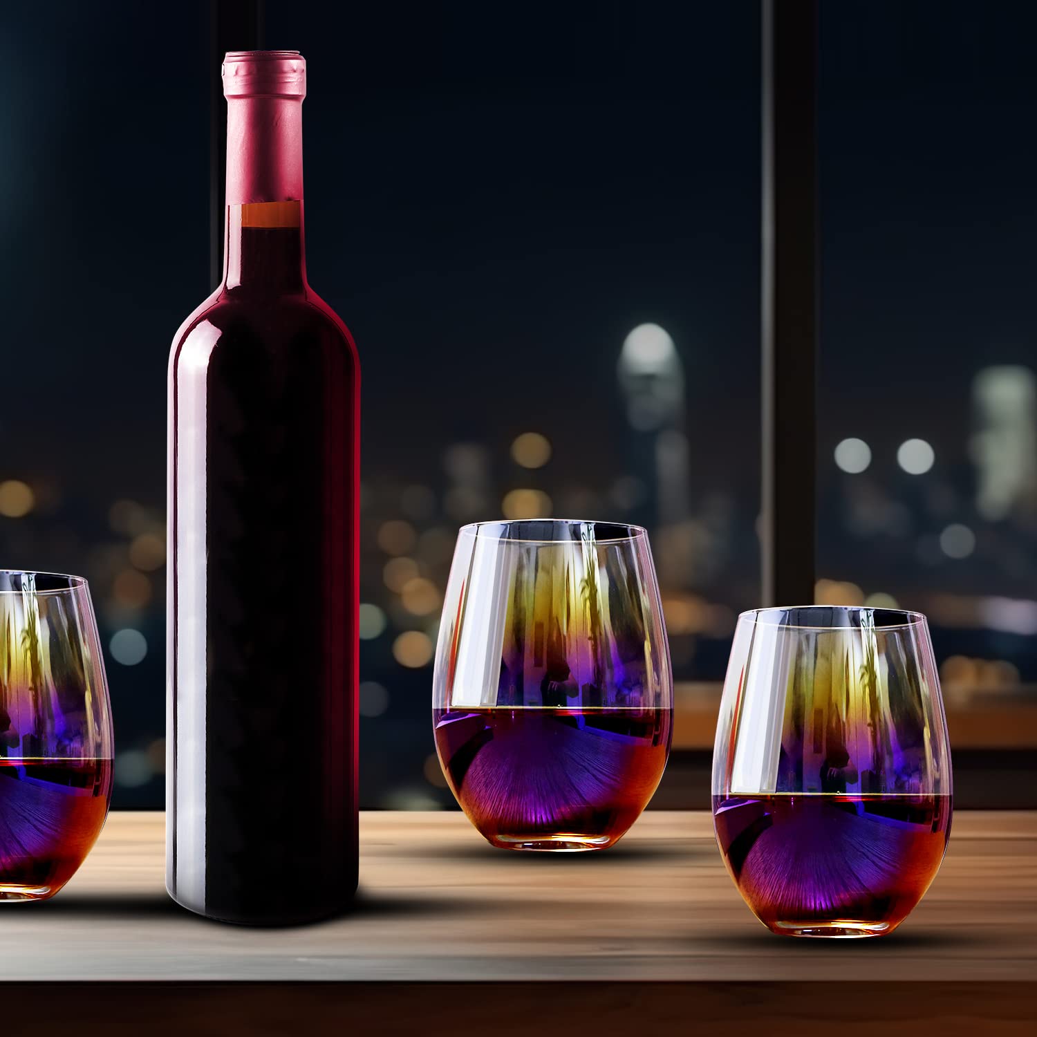 HELLWANG stemless wine glass with curved bowl for comfortable sipping.