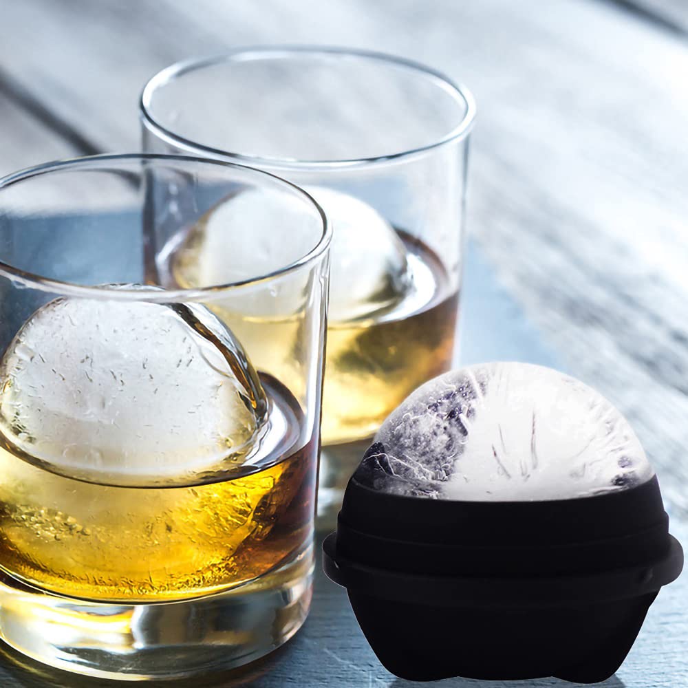 Helpcook built-in funnel ice ball mold side view for mess-free filling.