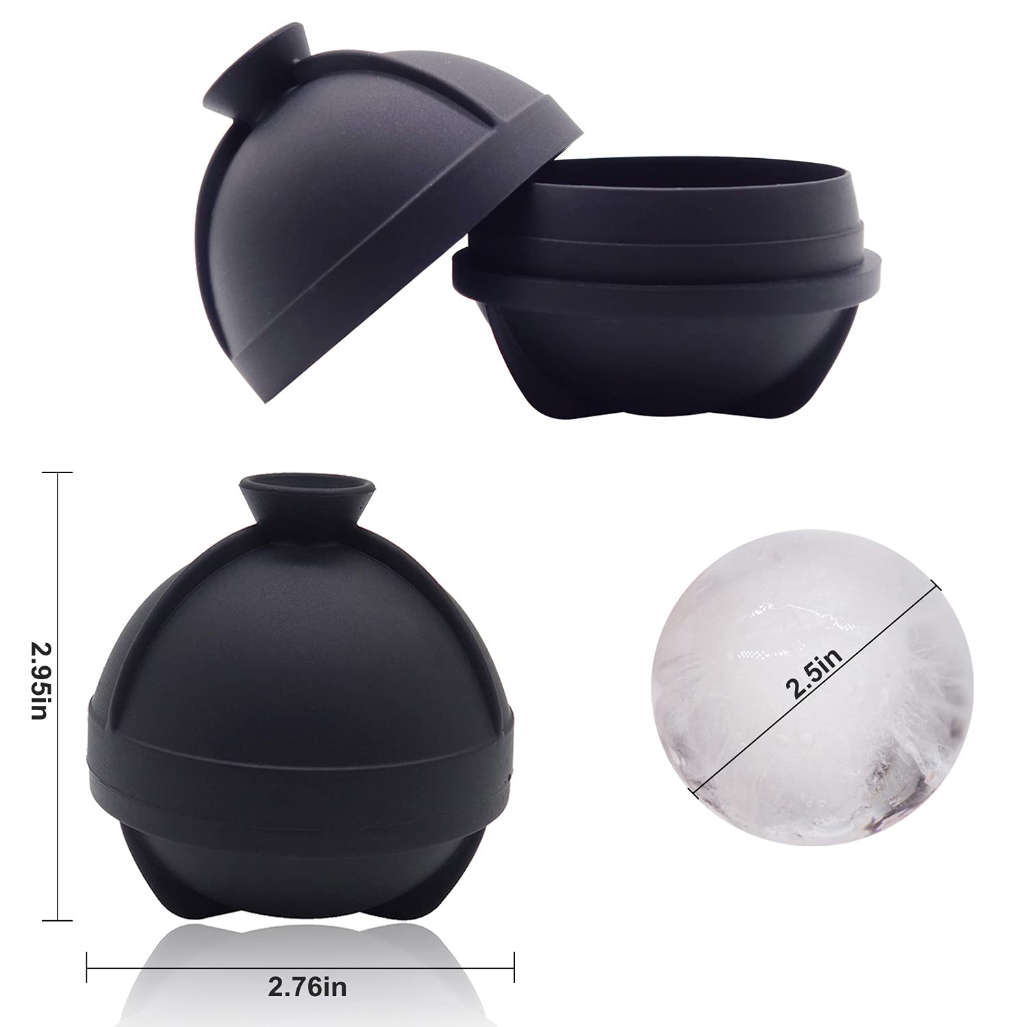 Helpcook silicone ice ball mold 2.5 inches; food-grade and easy release.