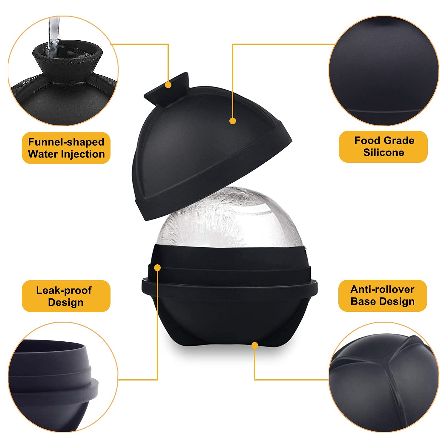 Helpcook whiskey cocktail ice ball mold product shot showcases premium bar accessory.