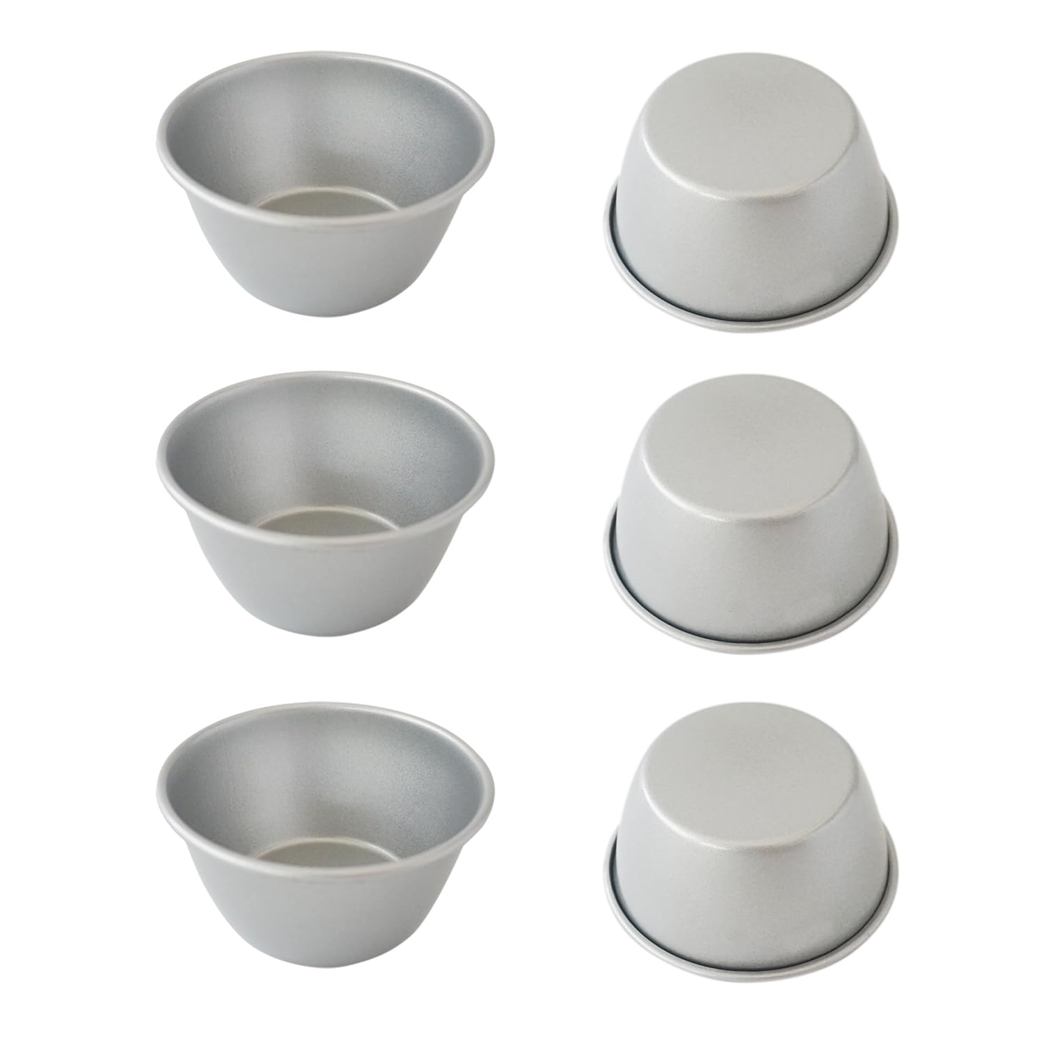 Heluok metal pudding moulds: six reusable pans for precise portions and even baking.