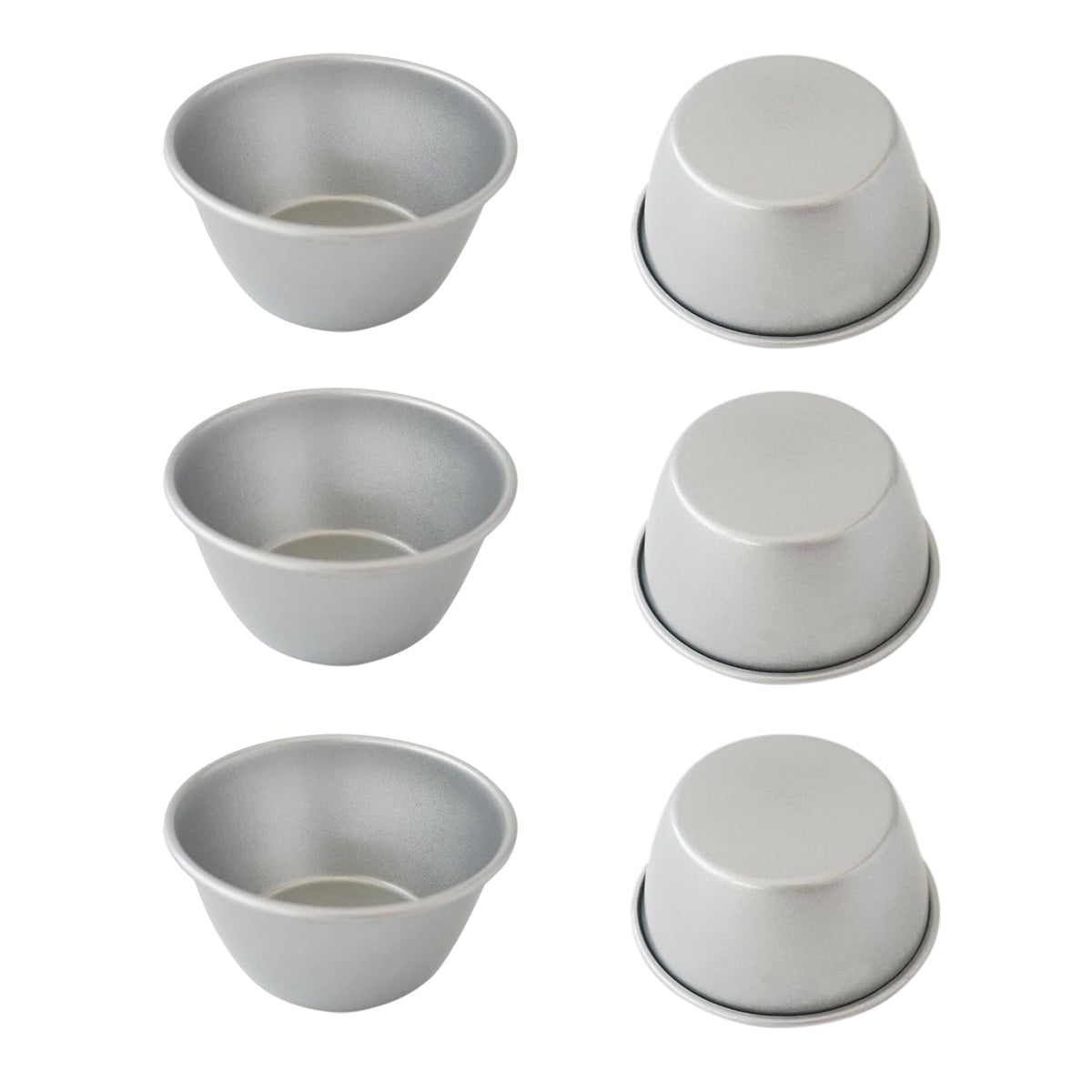 Heluok metal pudding moulds: six reusable pans for precise portions and even baking.