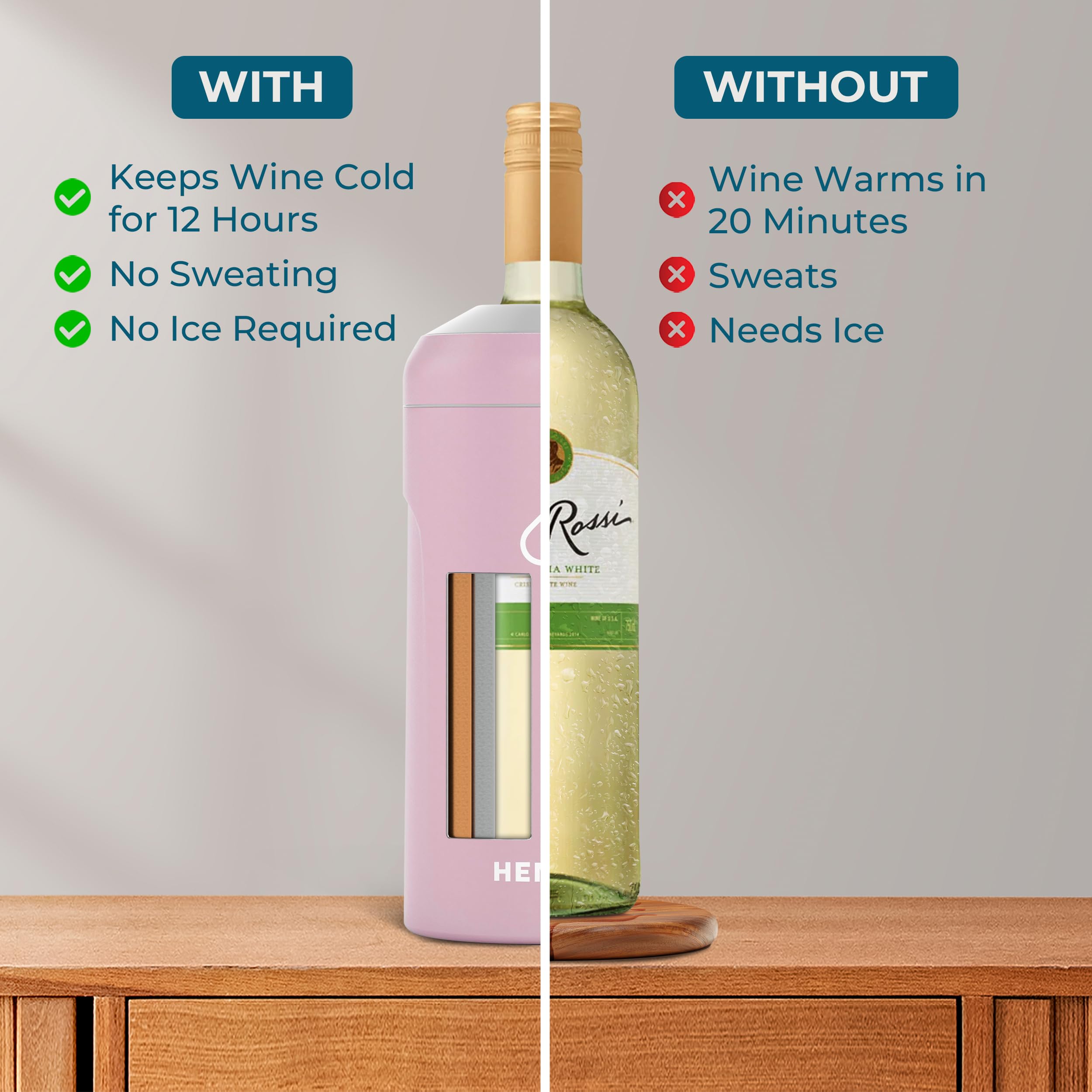 Hemli chiller with removable top for easy bottle loading.