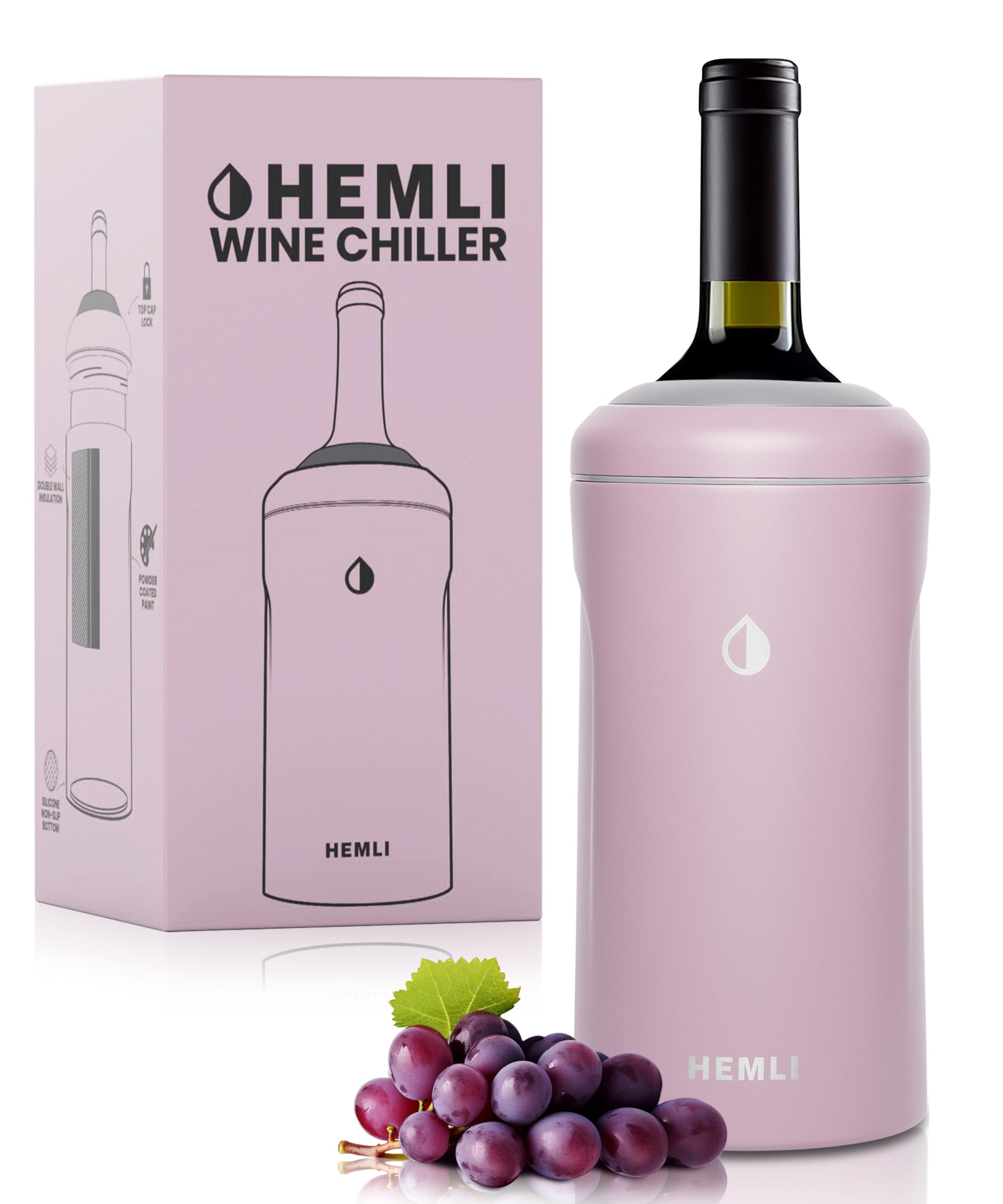 Hemli wine bottle chiller insulated for 12 hours.