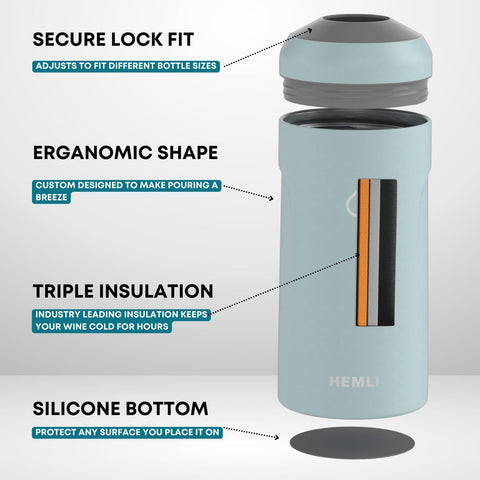 Hemli chiller sleeve in 12-hour chill mode, extended cold retention demonstrated.