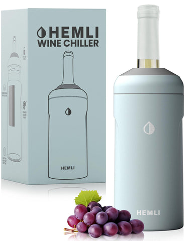Hemli bottle chiller sleeve side view showing durable insulation for long, refreshing wine cooling.