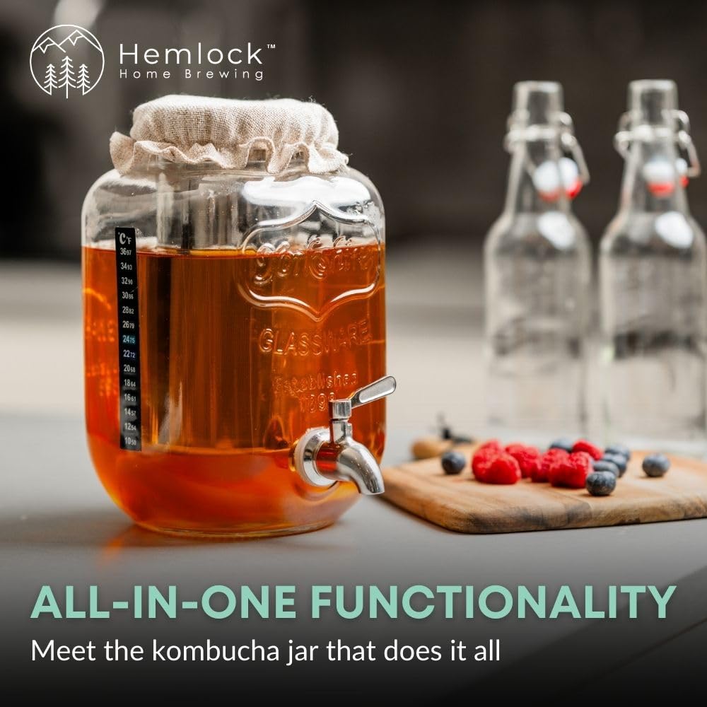 Breathable cloth top on Hemlock jar supports proper fermentation