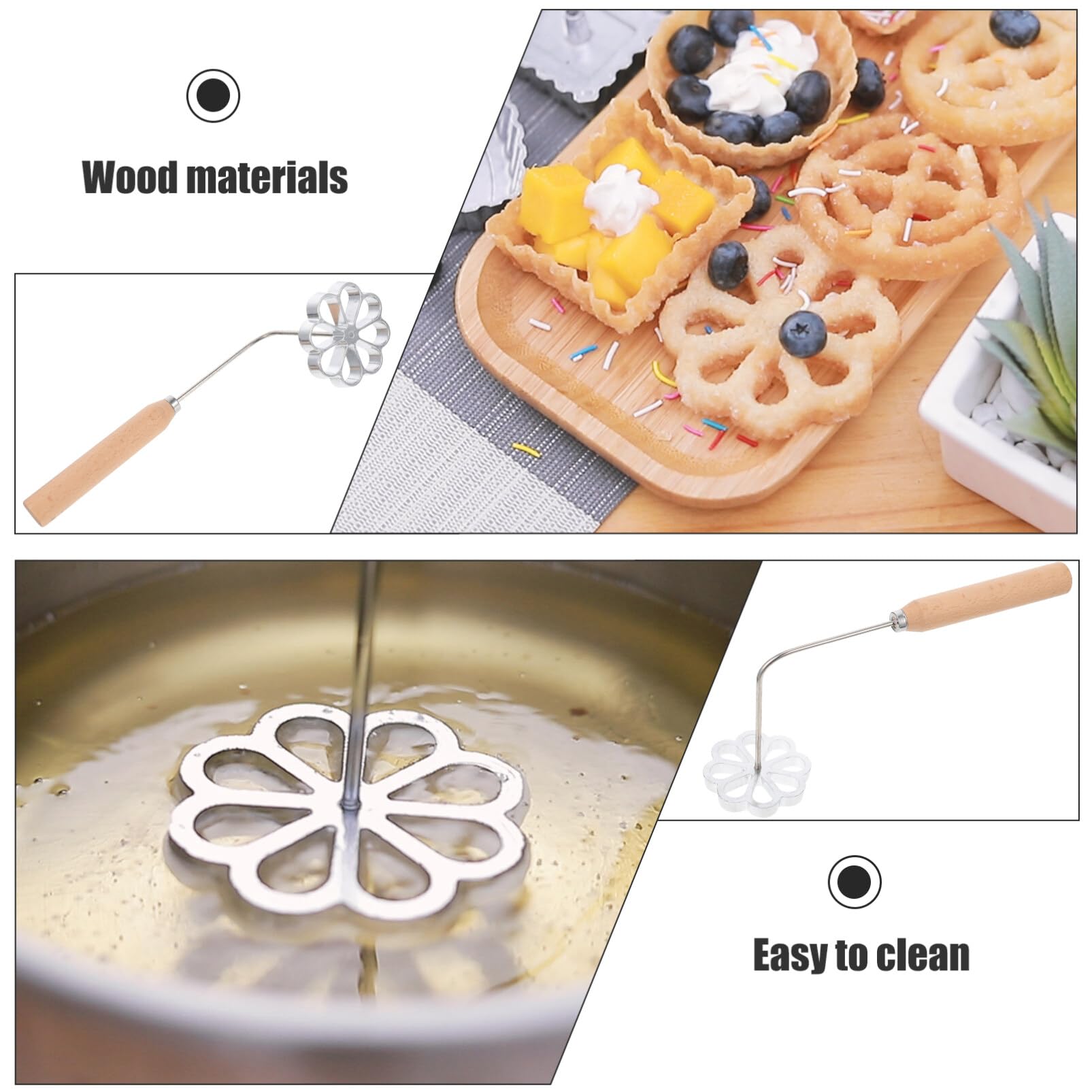 Hemoton wooden handle closeup highlights long heat safe grip.