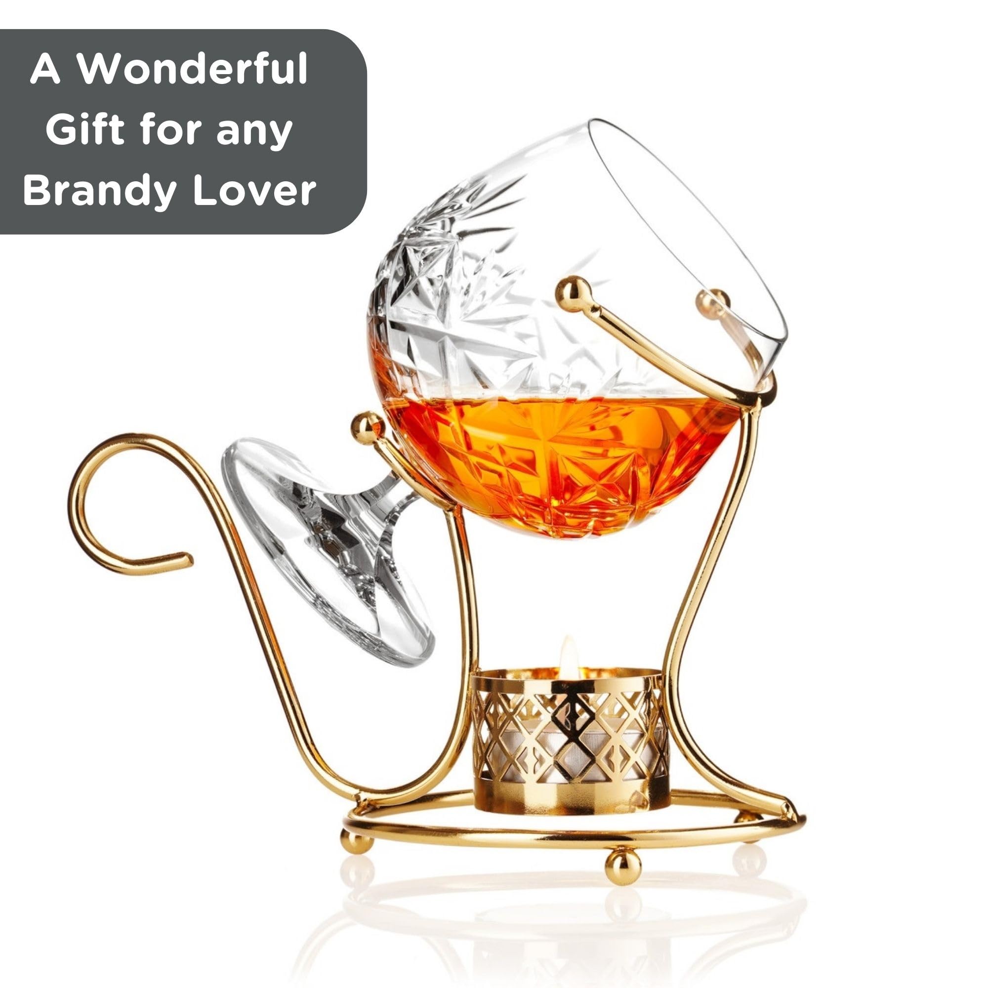 Hemswell Crystal Cognac Snifter Warmer elevates sipping with gentle heat and aroma.
