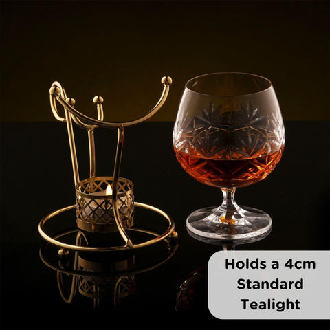 Hemswell Crystal Gold Stand delivers elegant display and stable warmth during gatherings.