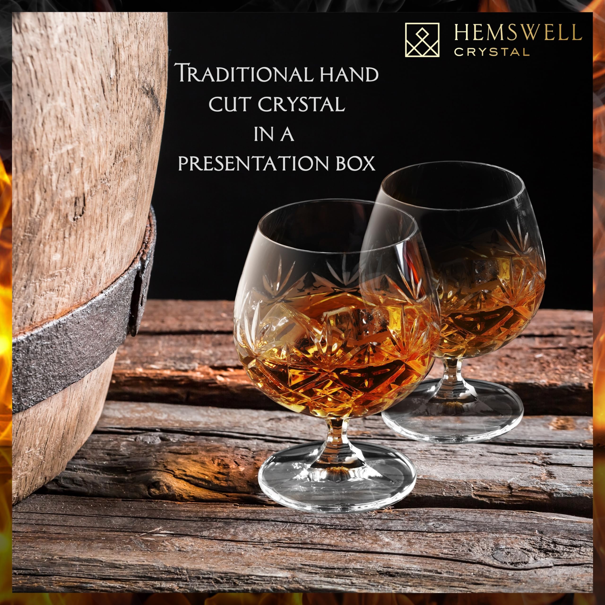 Hemswell Crystal snifter close-up showing aroma-enhancing bowl design.