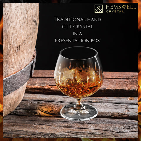 Hemswell Crystal Wicklow Snifter in hand for warm, precise grip