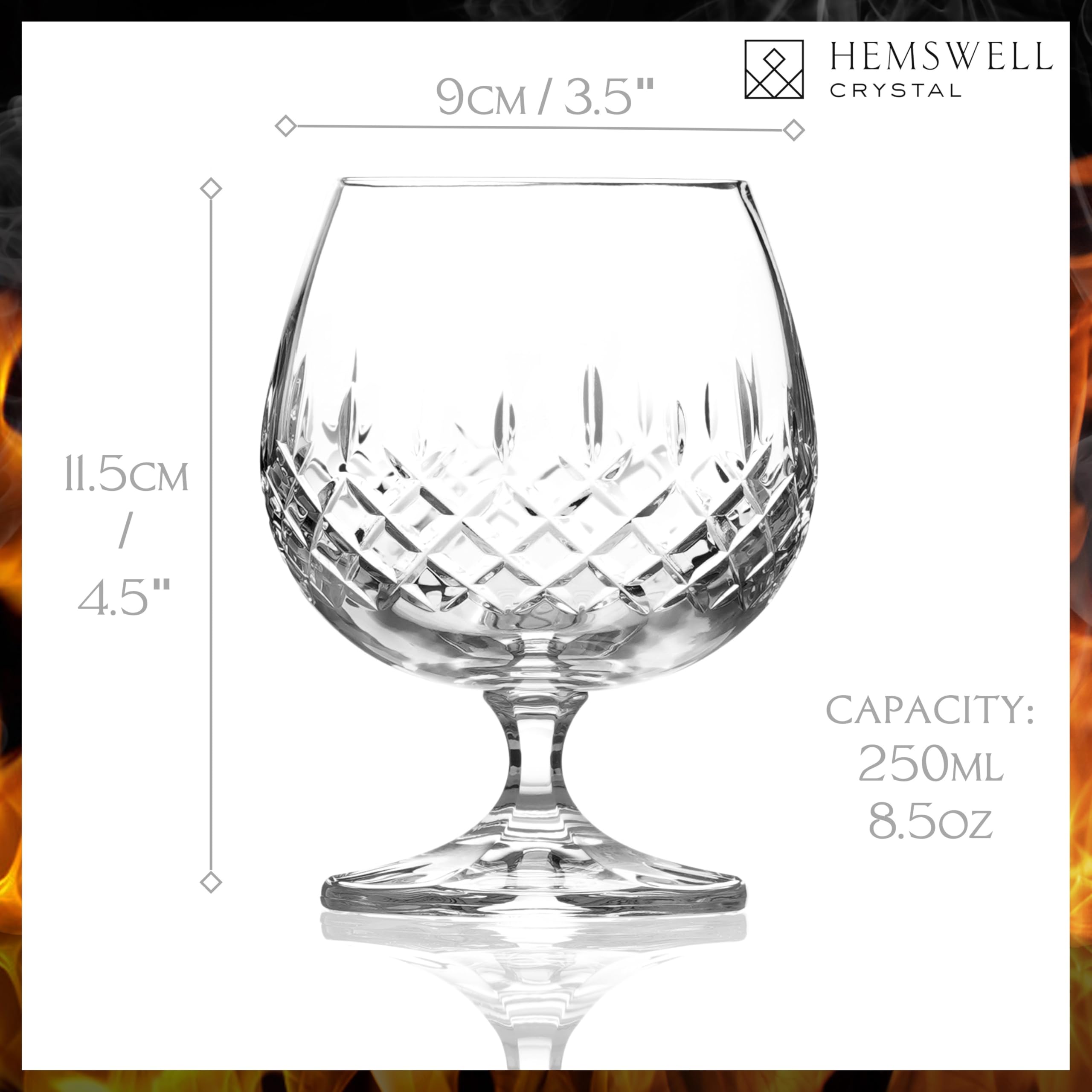 Hemswell Crystal Wicklow Snifter with tapered bowl fits the palm comfortably