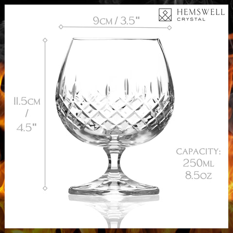 Hemswell Crystal Wicklow Snifter with tapered bowl fits the palm comfortably