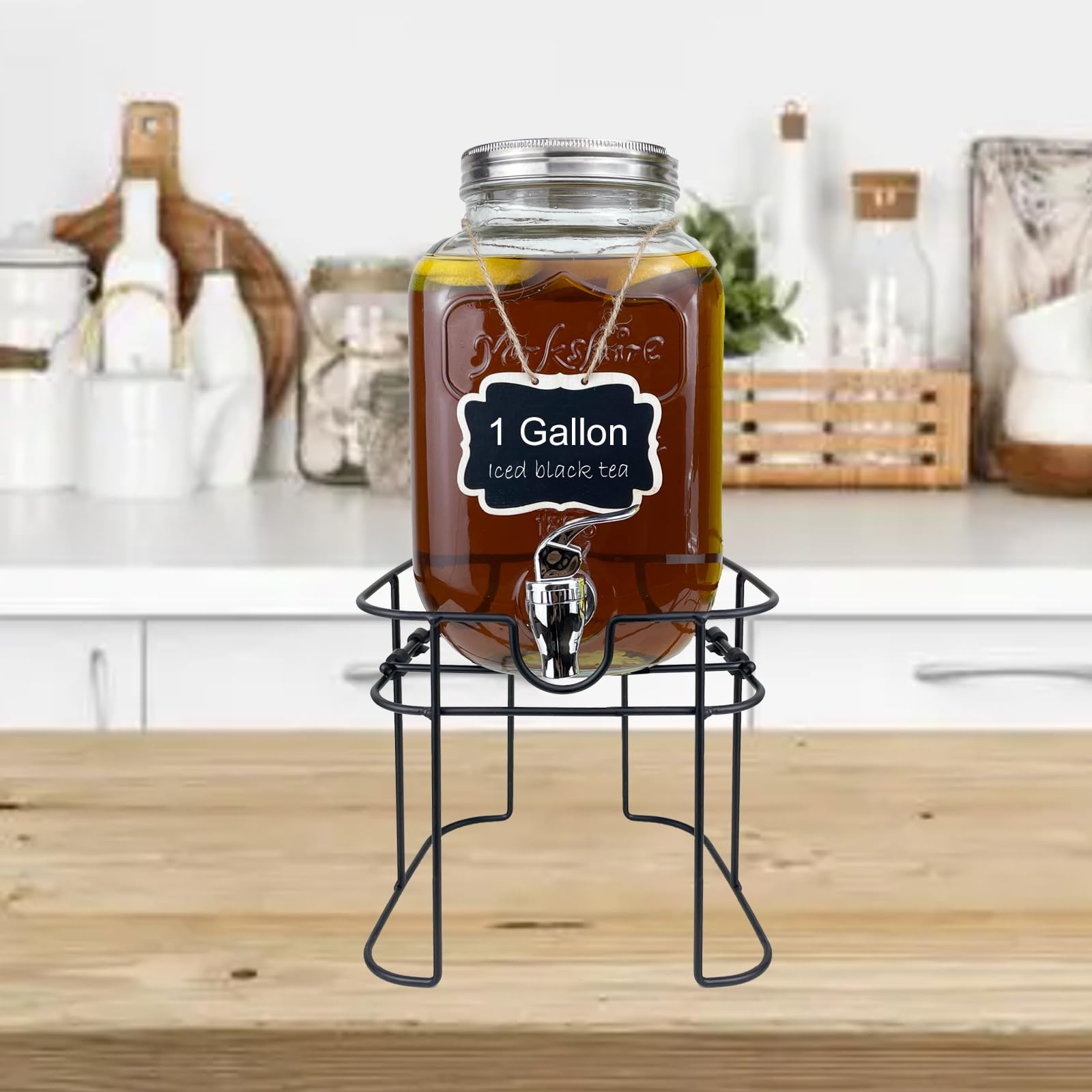 HENABLE dispenser on an iron stand for stylish party presentation.
