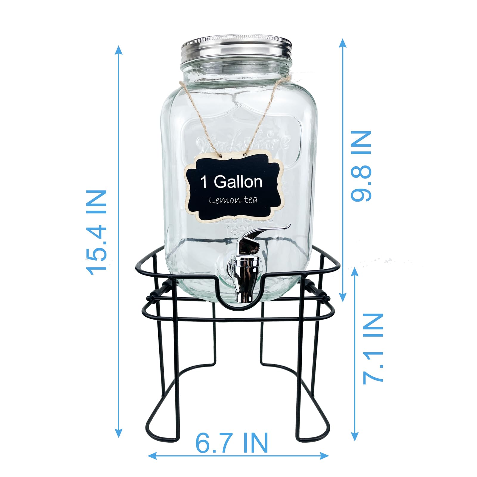 HENABLE clear-glass dispenser showcasing vibrant beverages for guests.