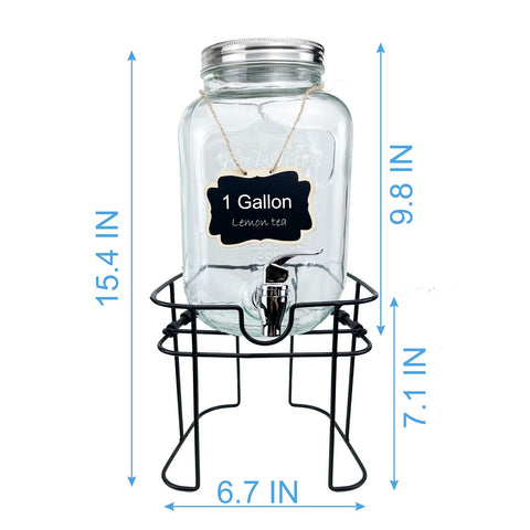 HENABLE clear-glass dispenser showcasing vibrant beverages for guests.