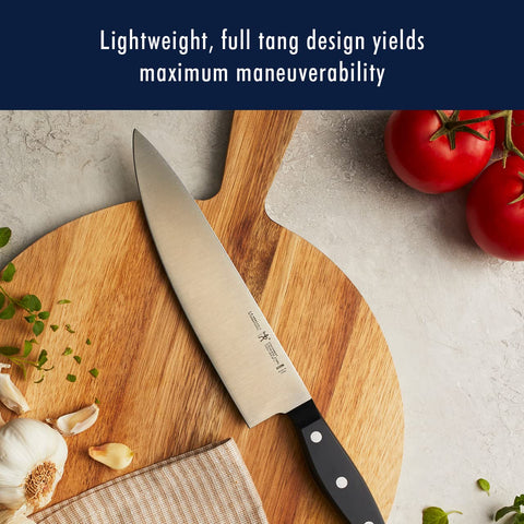 HENCKELS 4.5-inch steak knives set for uniform table cuts.