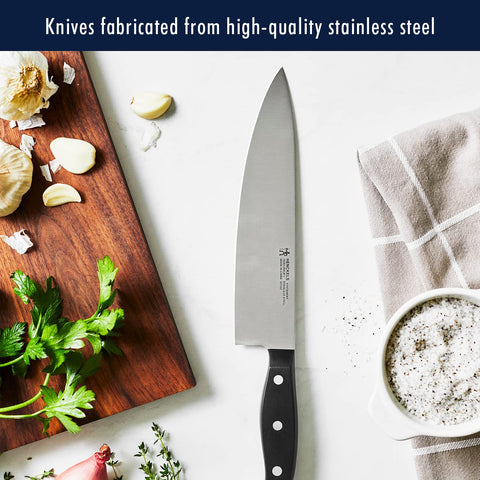 HENCKELS 8-inch bread knife with serrated edge for clean crust cuts.