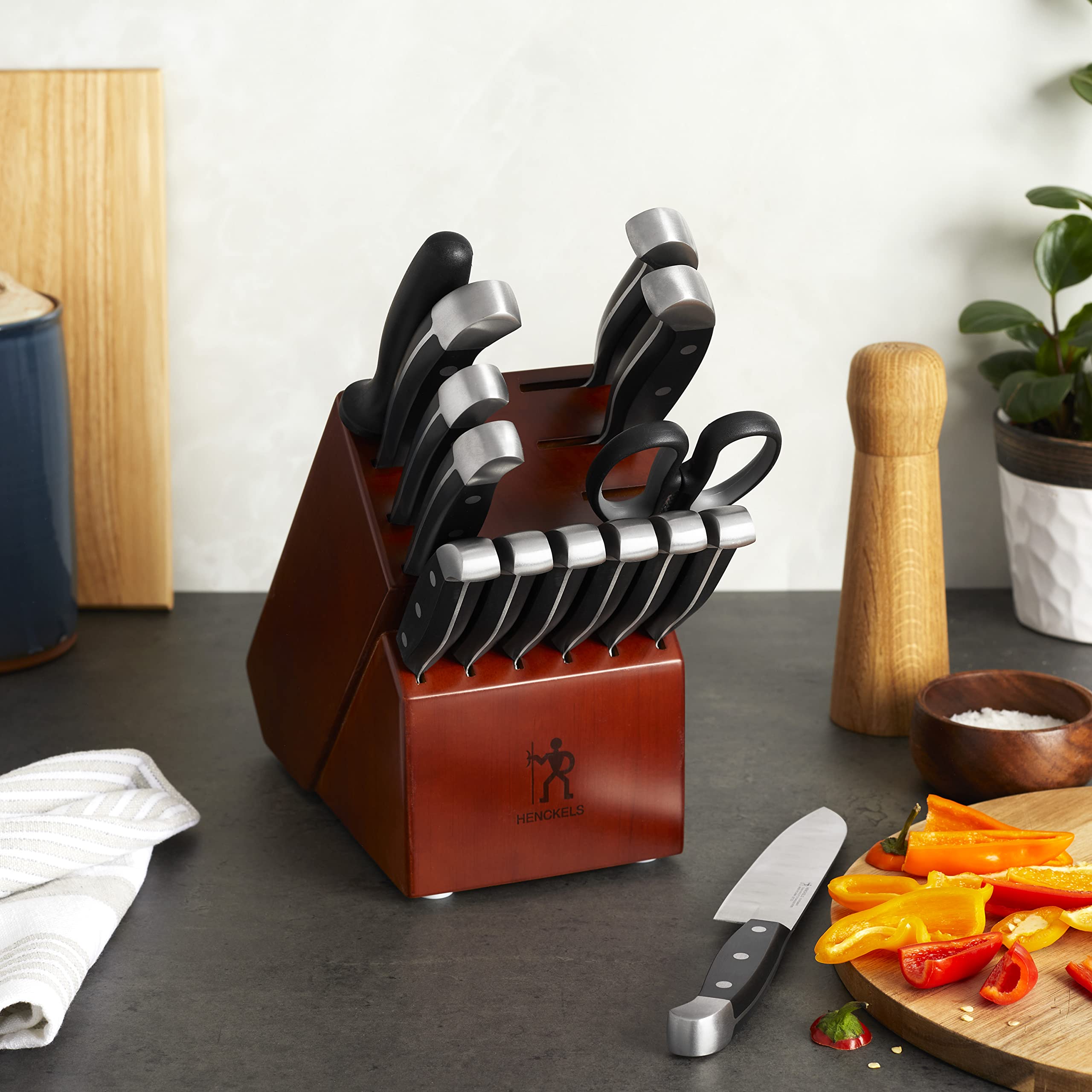 HENCKELS 8-inch chef knife for effortless chopping and precise cuts.