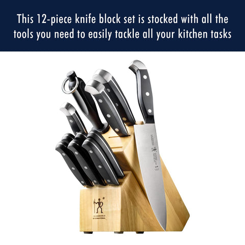 HENCKELS 8-inch chef knife, versatile blade for chopping and slicing.
