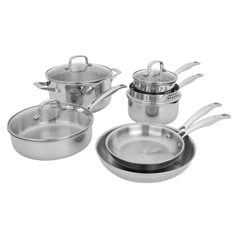 HENCKELS Clad H3 10-inch fry pan for even searing.