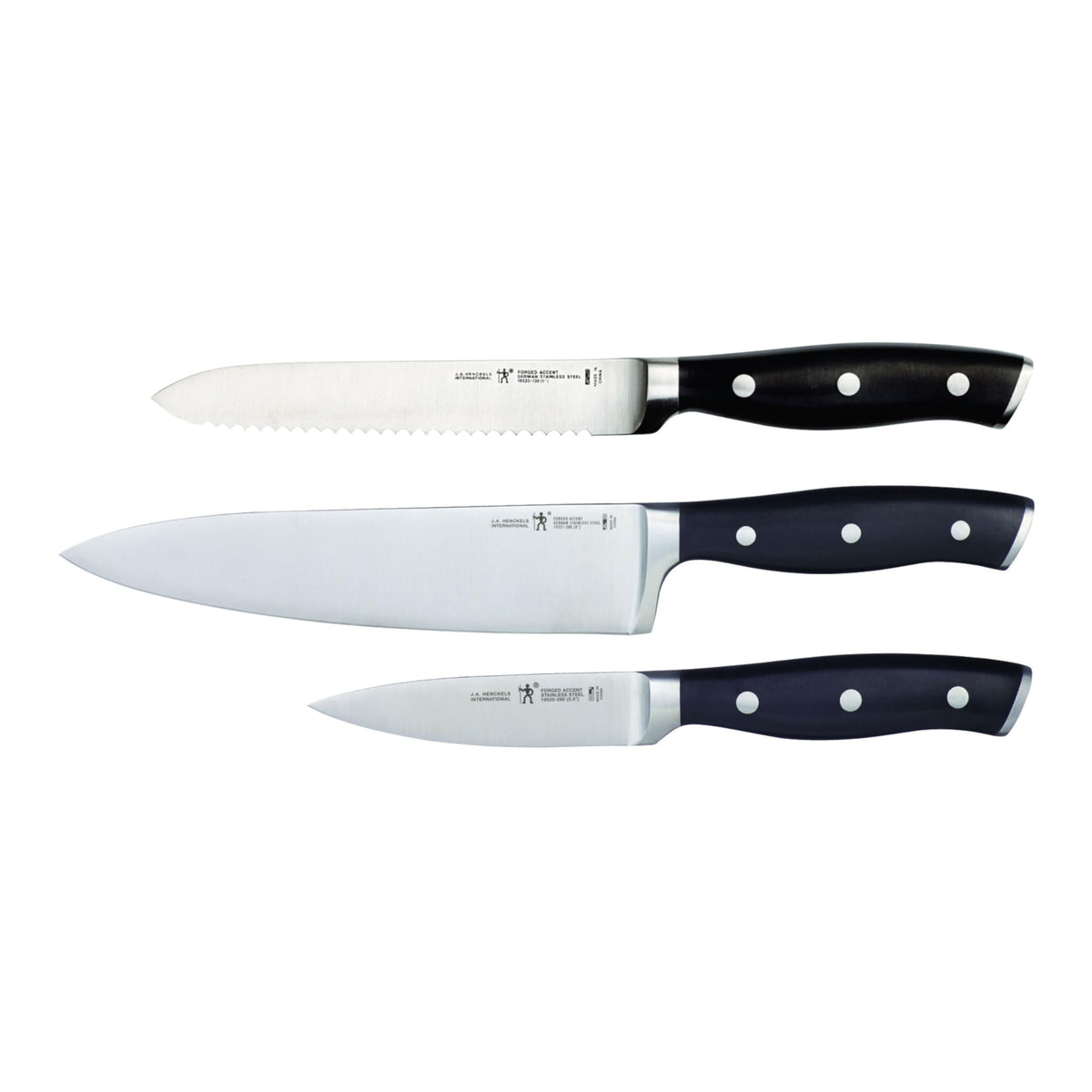 Henckels Forged Accent 3pc starter set blade enables precise slicing.