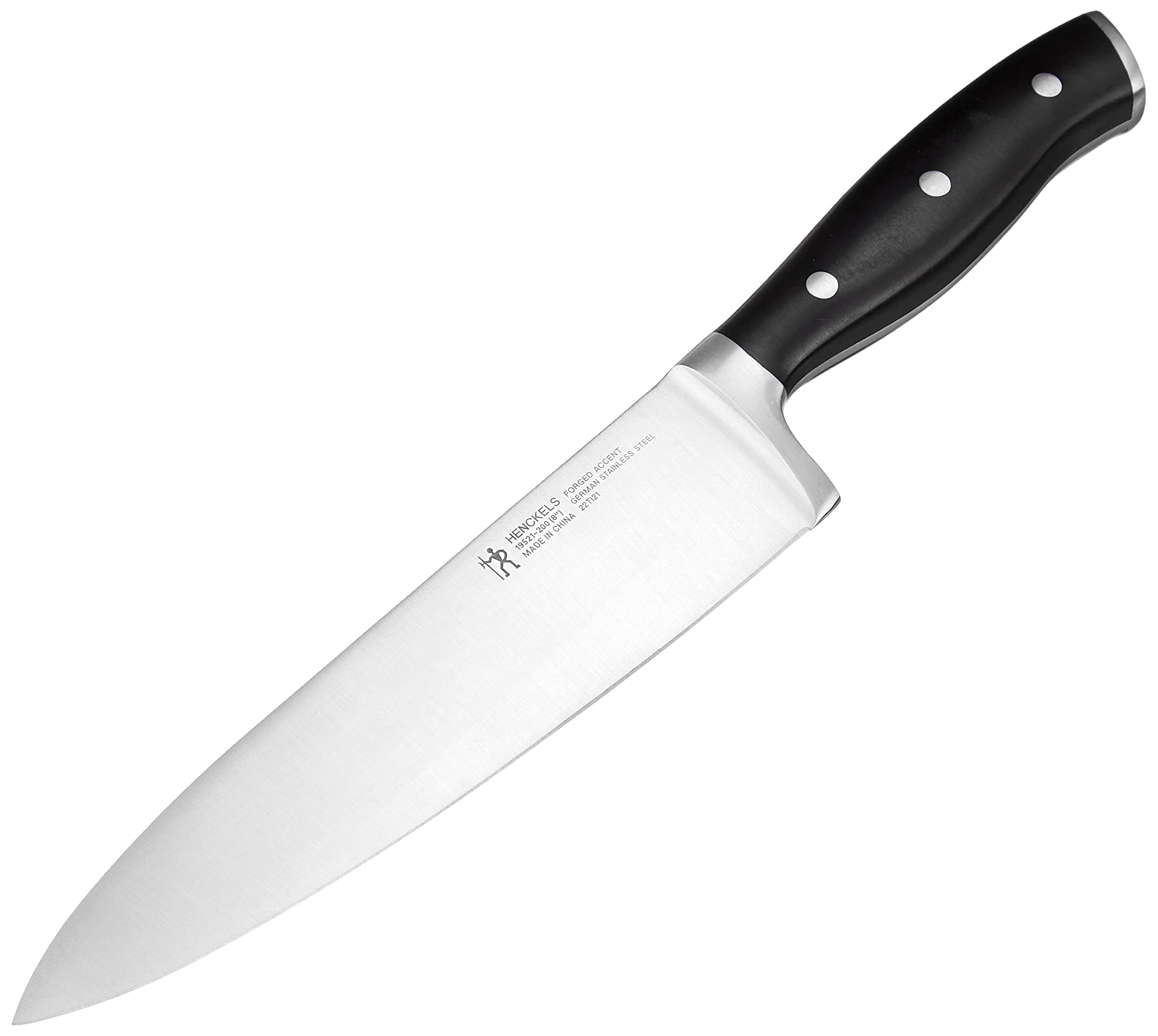 Henckels Forged Accent logo endcap on premium kitchen knife