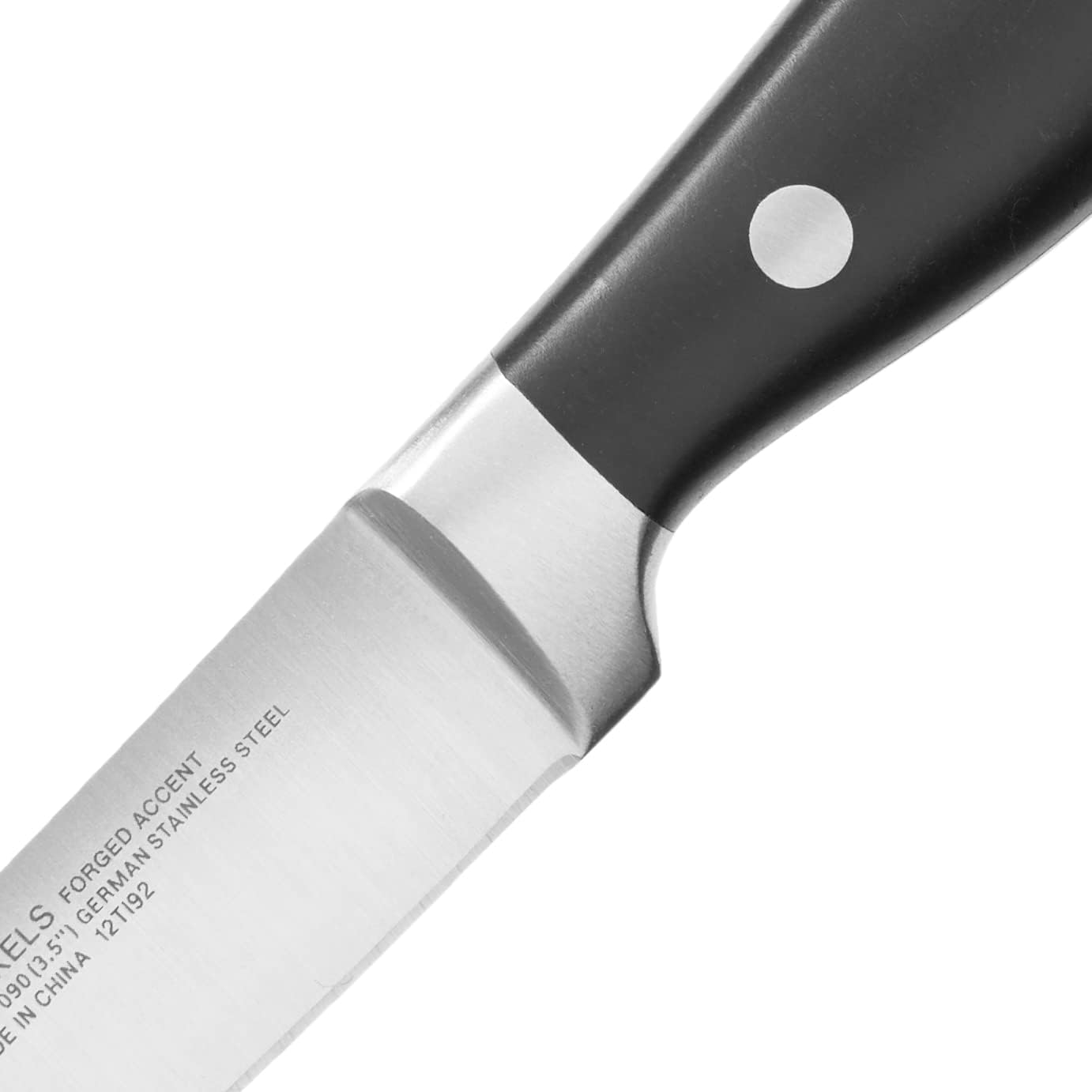 HENCKELS paring knife shown as dishwasher-safe and rust-resistant for easy cleanup.