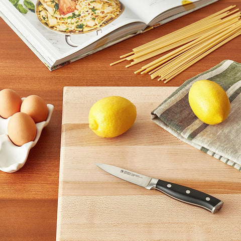 HENCKELS Forged Accent paring knife forged bolster construction for durability and seamless balance.