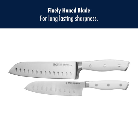 HENCKELS Forged Accent Santoku slicing cucumber into even pieces