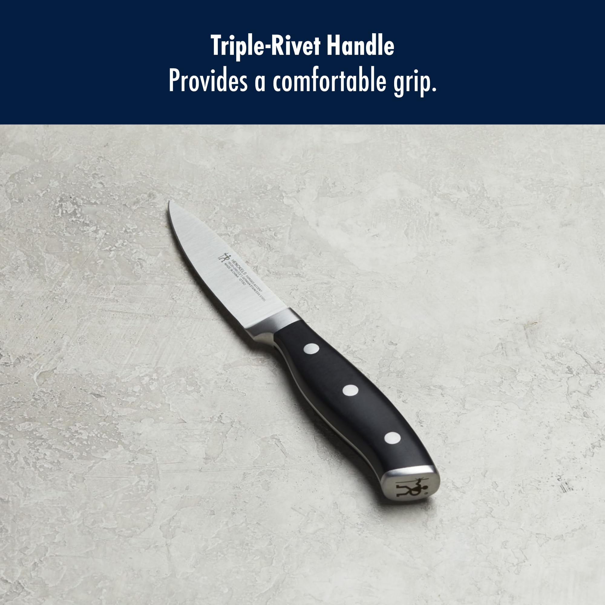 Stain- and rust-free blade keeps Henckels paring knives ready for daily use.