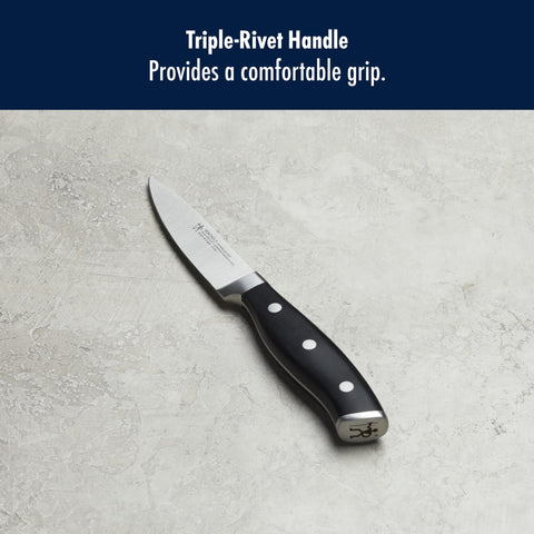 Stain- and rust-free blade keeps Henckels paring knives ready for daily use.