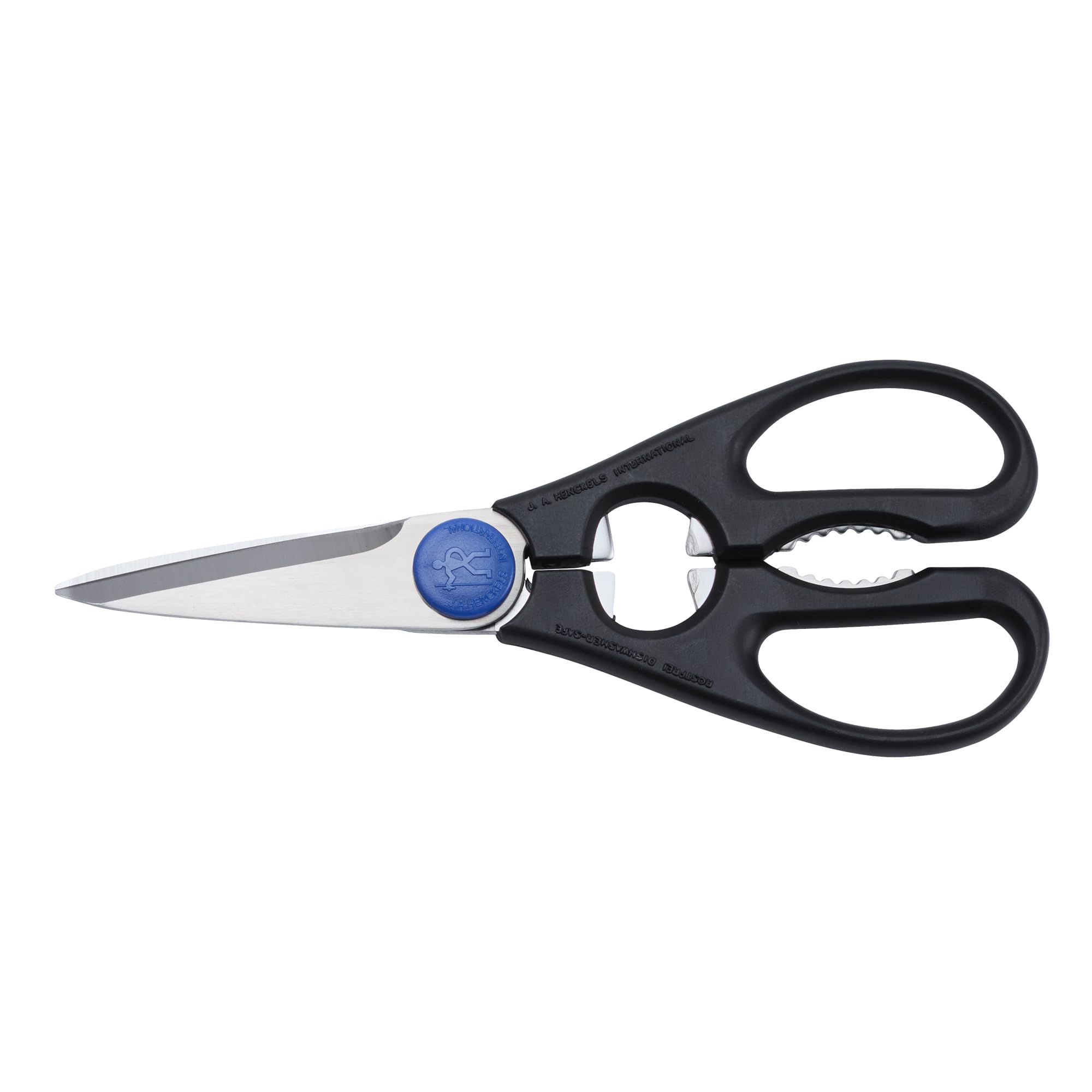 Henckels kitchen shears dishwasher-safe stainless steel for easy cleanup.