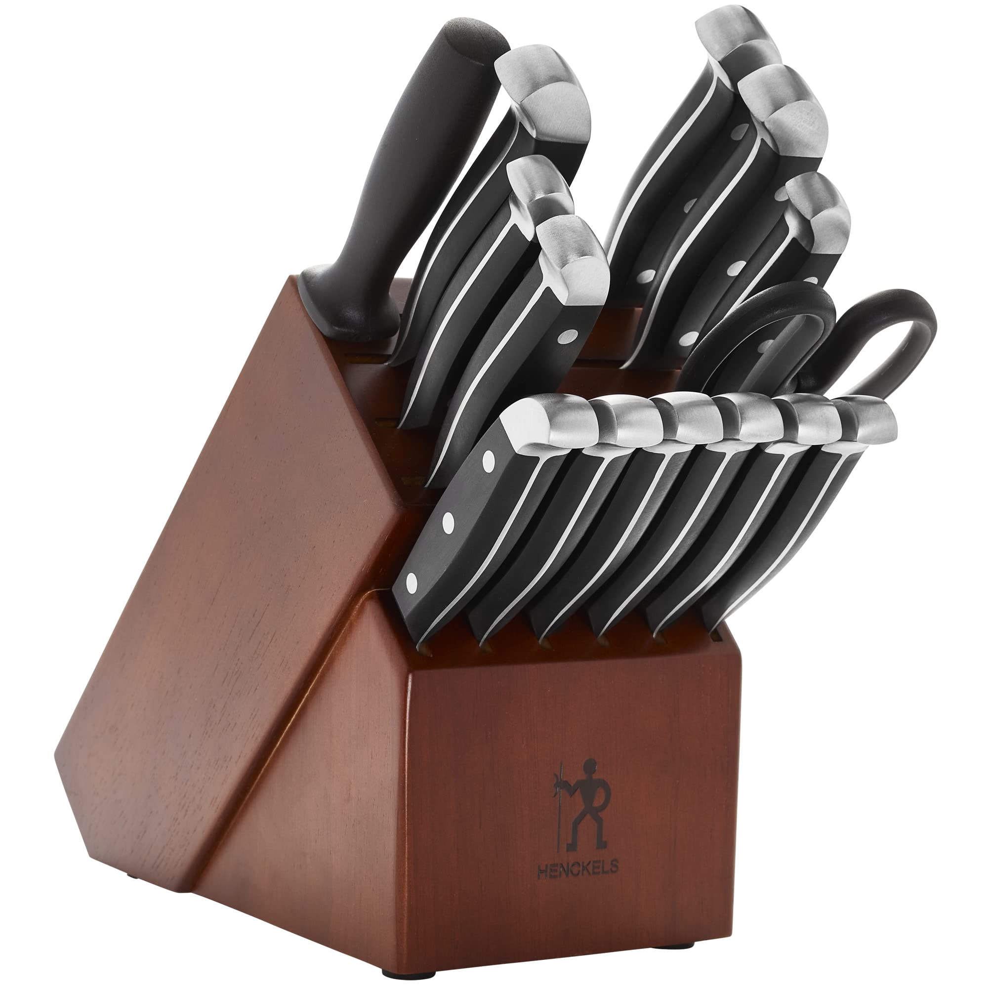 HENCKELS premium 15-piece knife set in block for organized, professional kitchen prep.