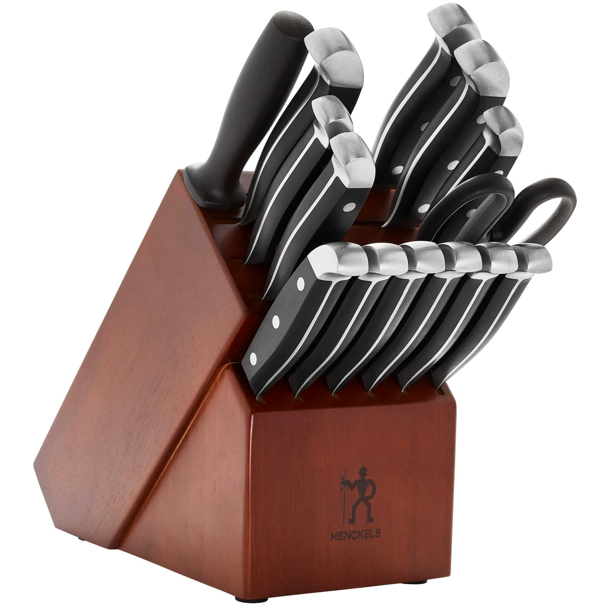 HENCKELS premium 15-piece knife set in block for organized, professional kitchen prep.