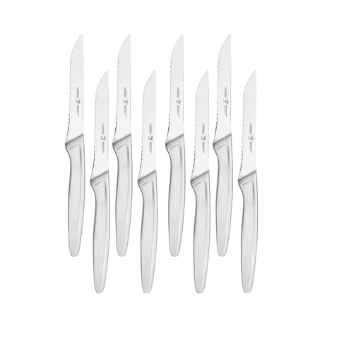 Henckels razor-sharp steak knife set close-up for precise slicing