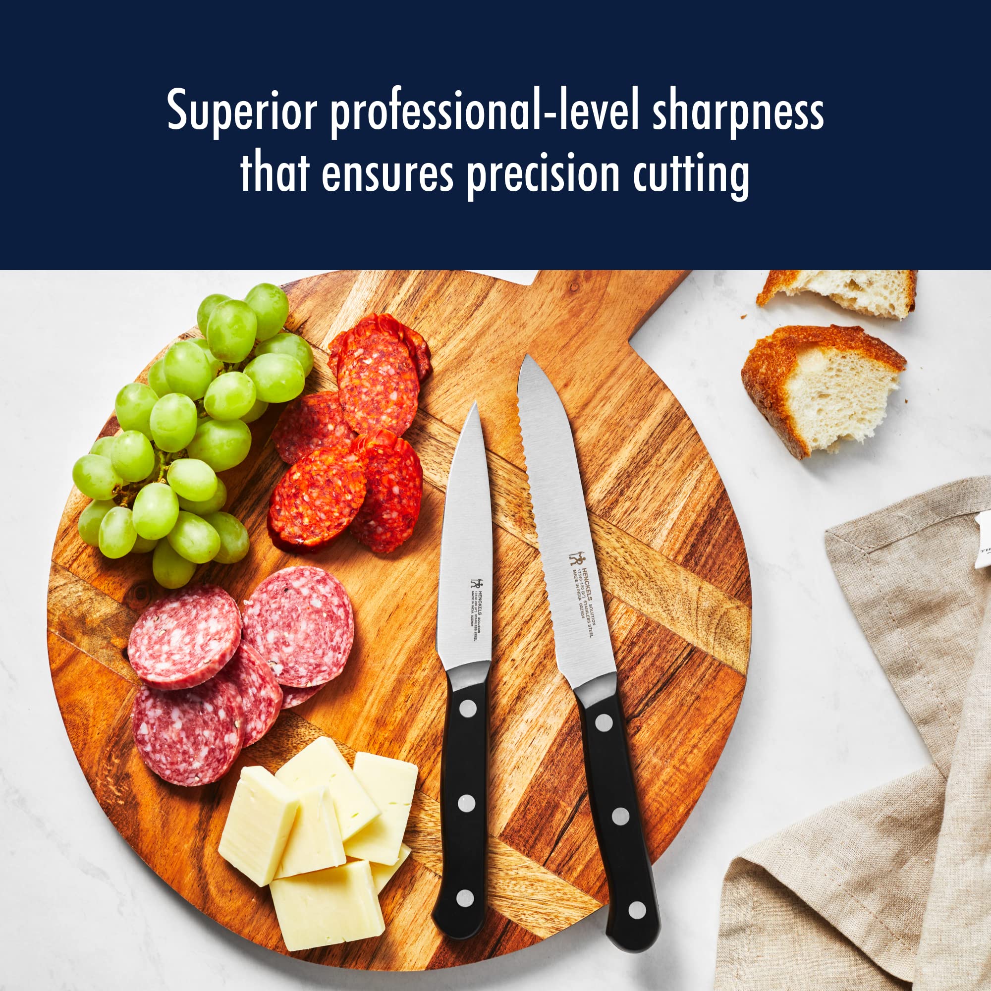 Henckels Solution 8-inch chef’s knife for versatile chopping.