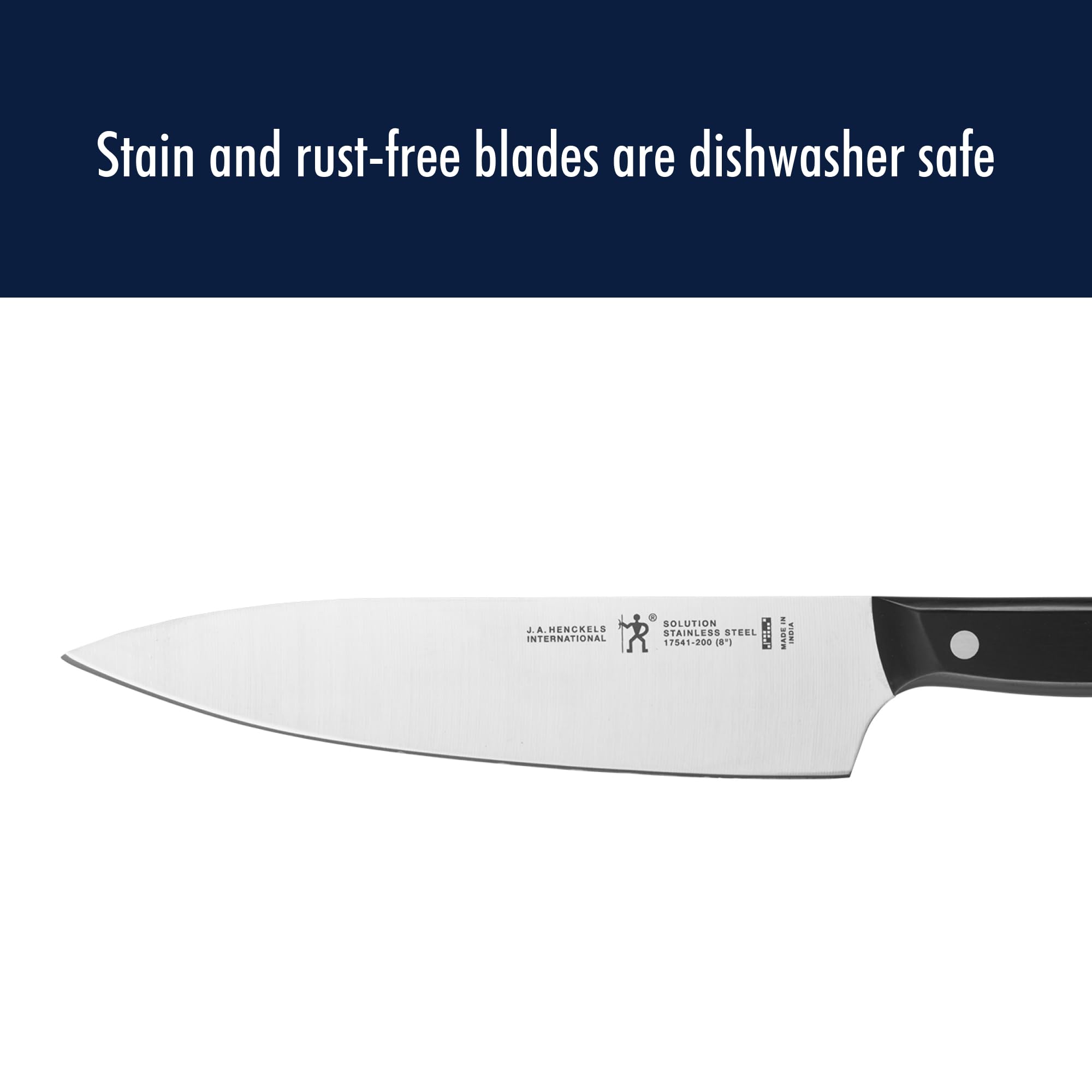 Henckels Solution dishwasher-safe blades for easy cleanup.