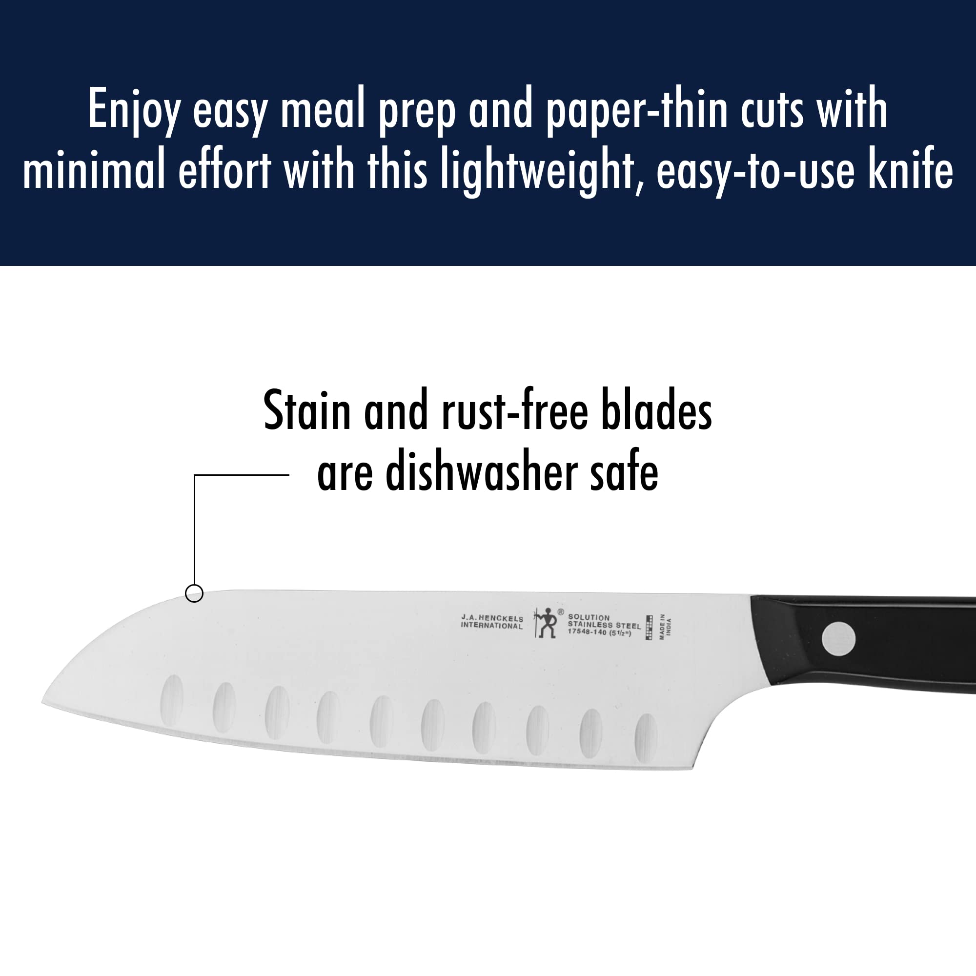Henckels Solution lightweight blade for effortless control during prep