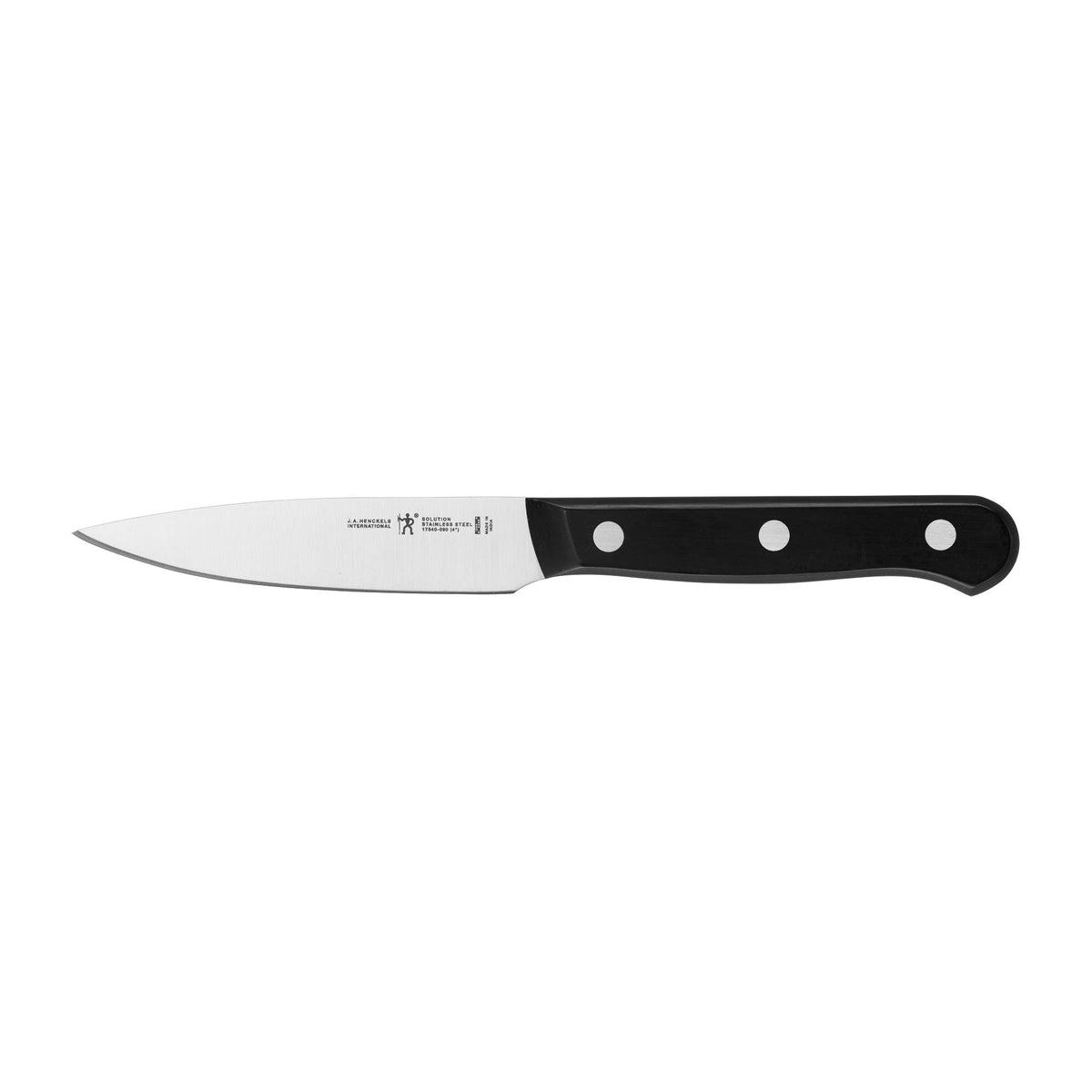 Henckels Solution Razor-Sharp 4-Inch Knife blade detail for precise slicing.