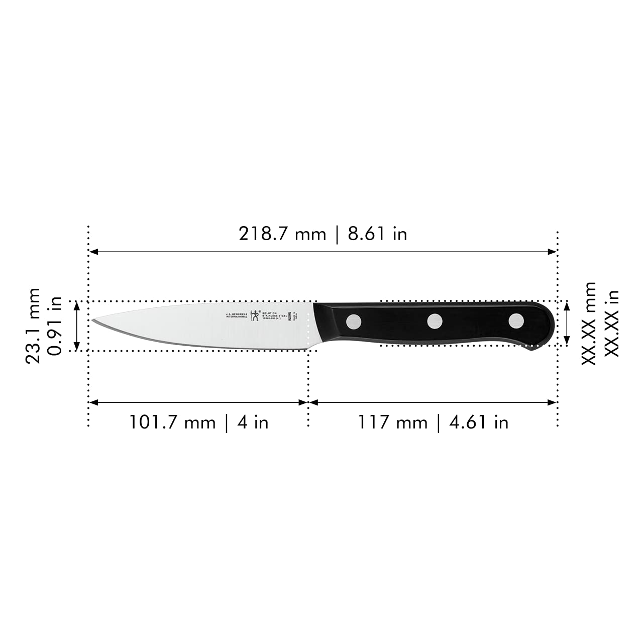Henckels Solution Razor-Sharp 4-Inch Knife compact size ideal for everyday prep.