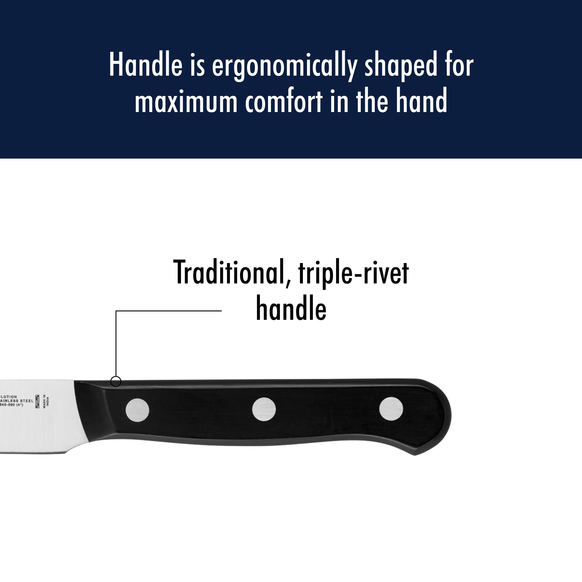 Henckels Solution Razor-Sharp 4-Inch Knife for meat cutting with clean cuts.