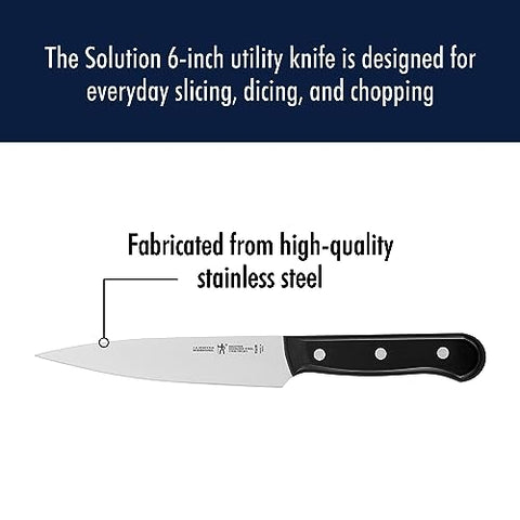 Close-up of Henckels blade showing ultra-sharp edge for precise cuts.