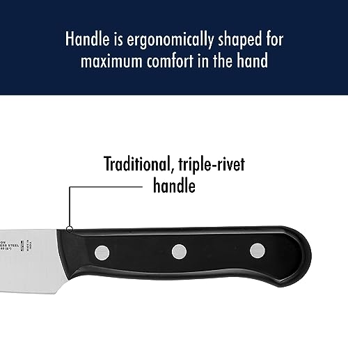 Tomato-slicing with Henckels Solution Knife delivering smooth, effortless cuts.