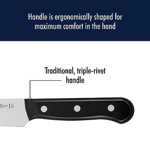 Tomato-slicing with Henckels Solution Knife delivering smooth, effortless cuts.