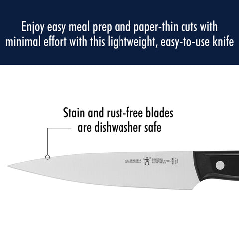 Chopping mid-sized fruits and vegetables with Henckels for versatile performance.