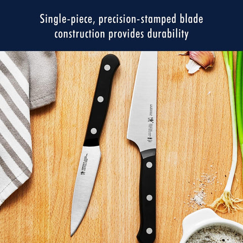 Henckels Solution steak knives 4.5-inch deliver precise, clean cuts at the table.