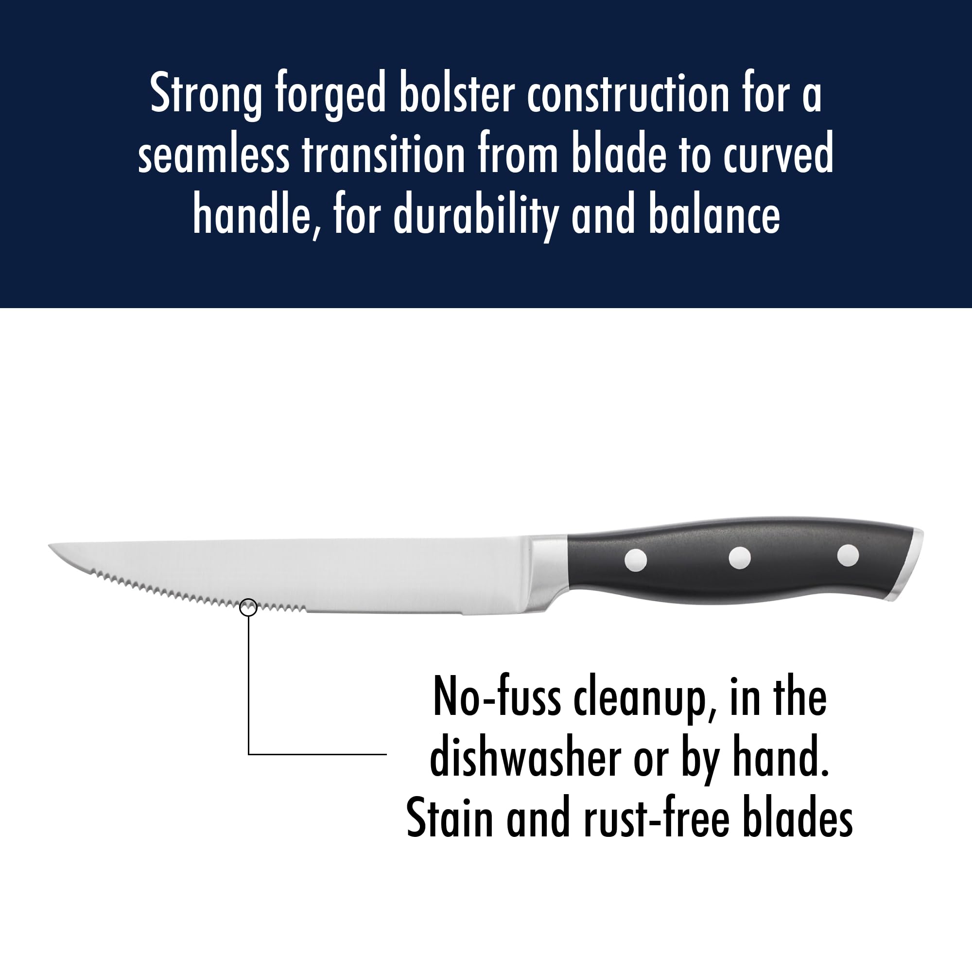 HENCKELS Forged Accent set displayed in a block emphasizes stylish kitchen tools.