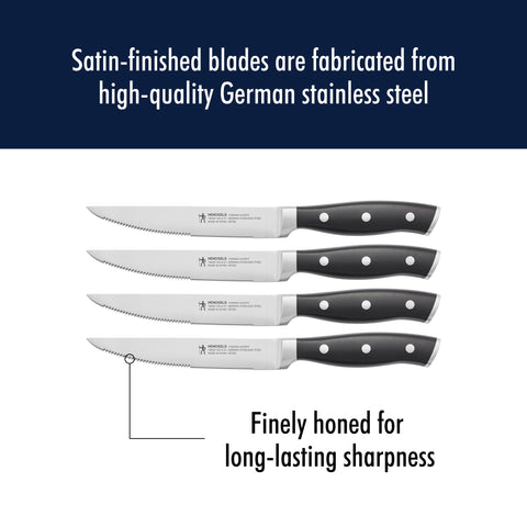HENCKELS Forged Accent triple-rivet handle with endcap for ergonomic grip.
